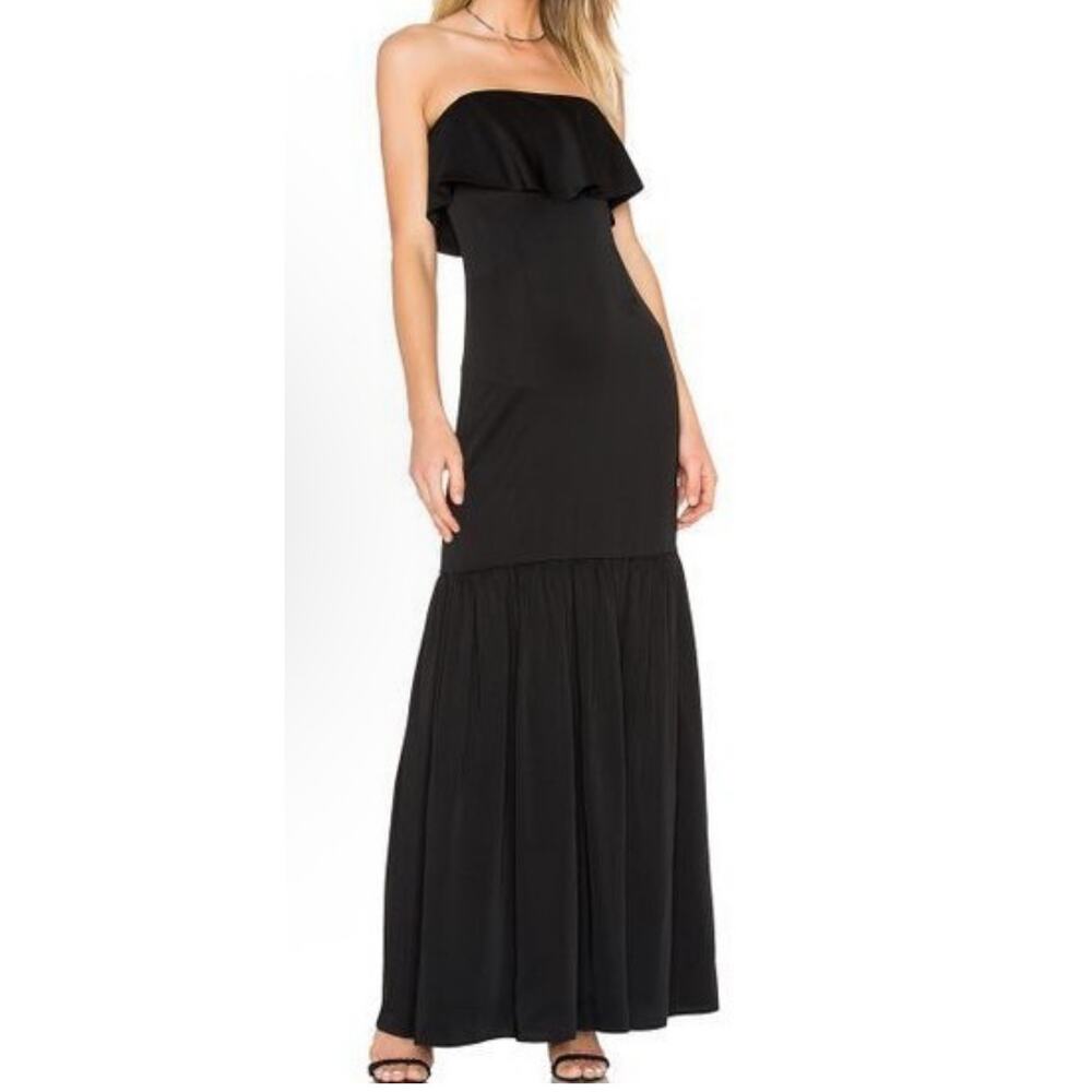 Jill Jill Stuart Black Satin Ruffle Strapless Popover Mermaid Formal Dress 2